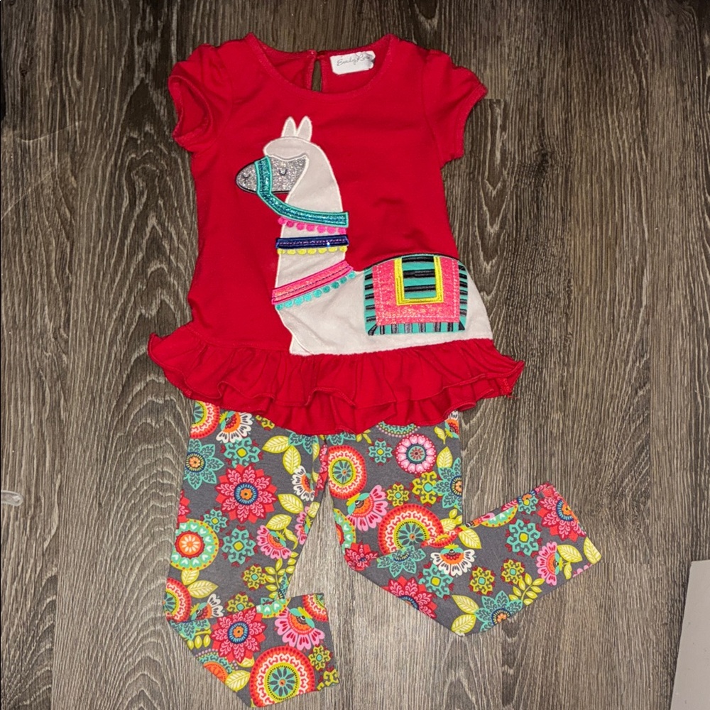 Emily Rose Red Llama Kids Matching Set 4T